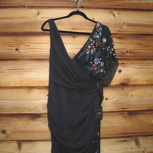 Mac Duggal 26530 Womens FAUX WRAP MULTI COLORED BEADED FLORAL GOWN Dress - Picture 8 of 15